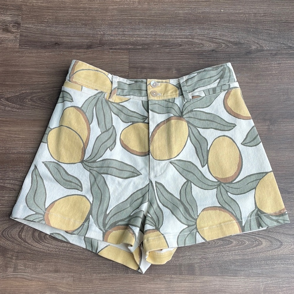 Rebecca Taylor Lemon Print Stretch Cotton Shorts
